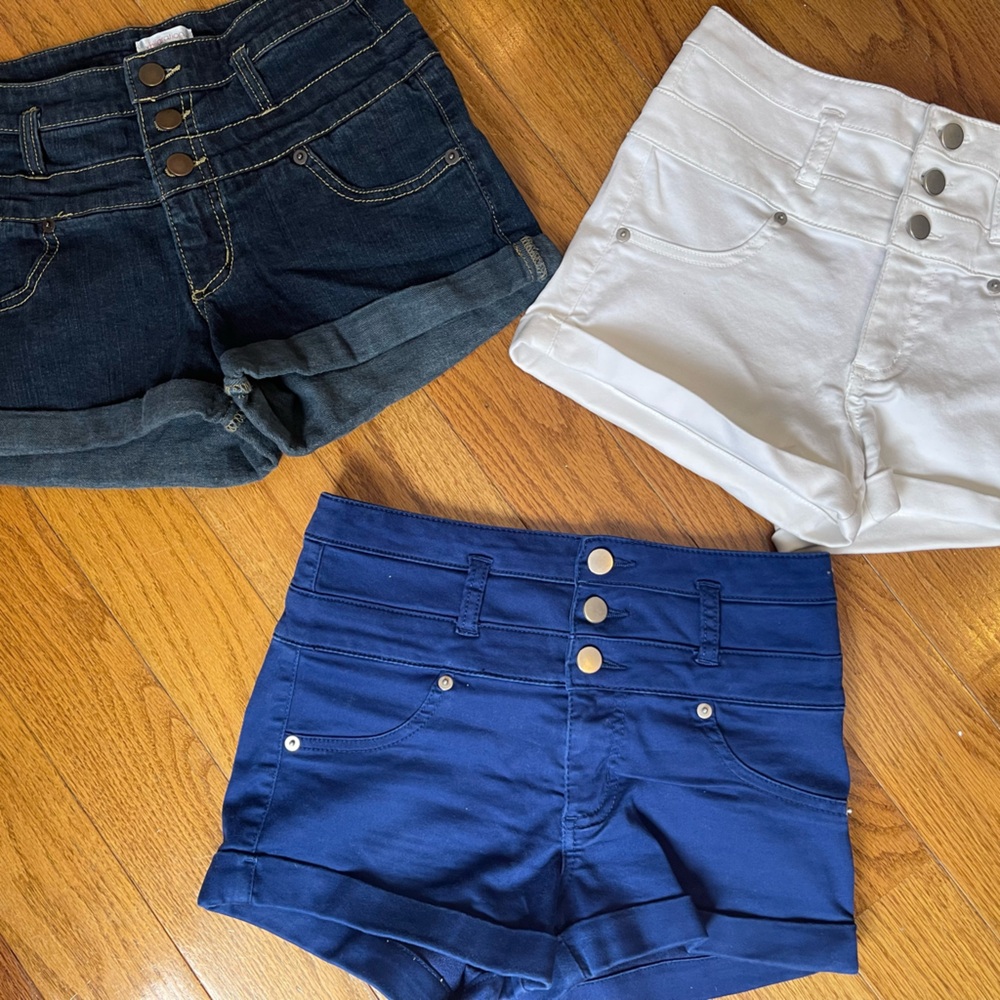 Chic Denim Shorts Collection - Blue, Black, White